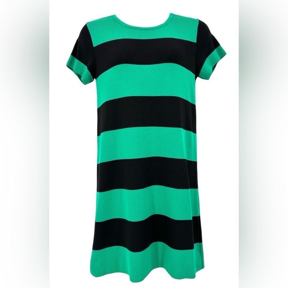 MNG Rugby Sweater‎ Dress Striped Kelly Green & Navy Blue Women's Large Preppy